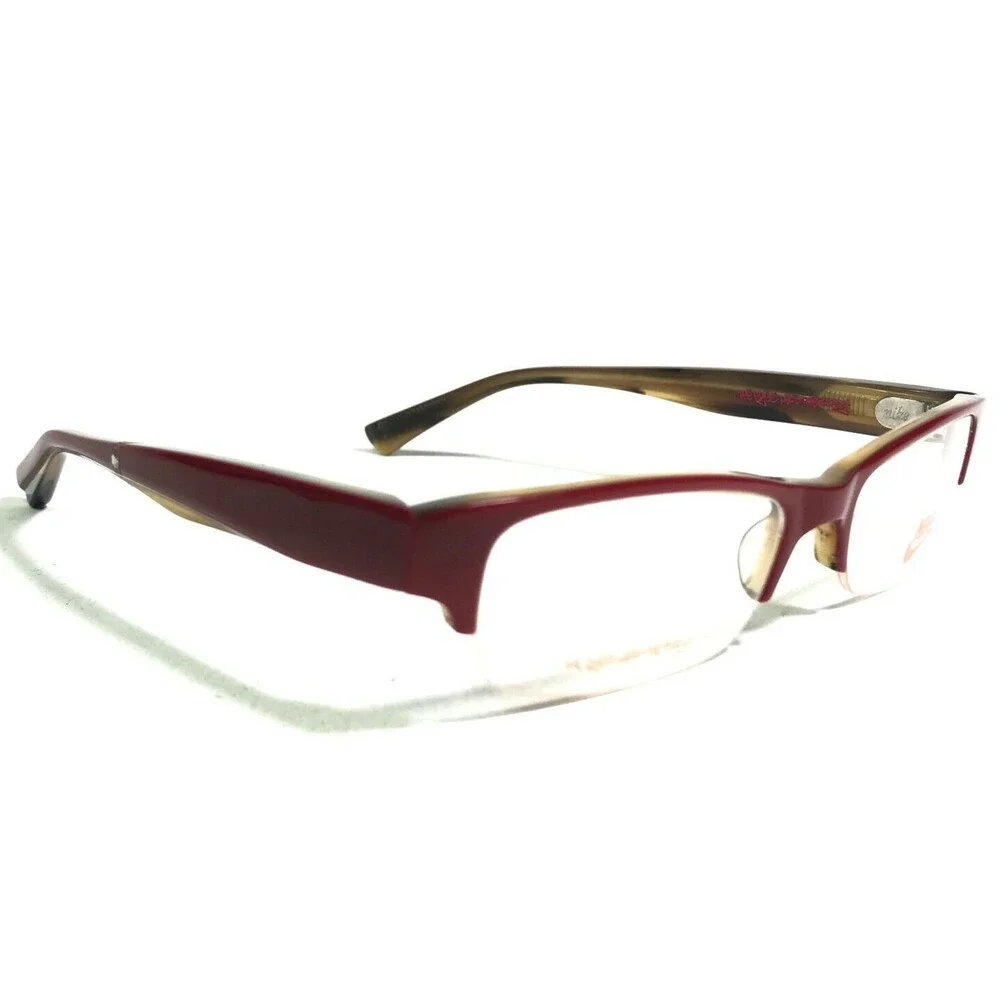Nike Eyeglasses Frames 7006/649 Brown Red Rectangular Half Rim 49-17-145